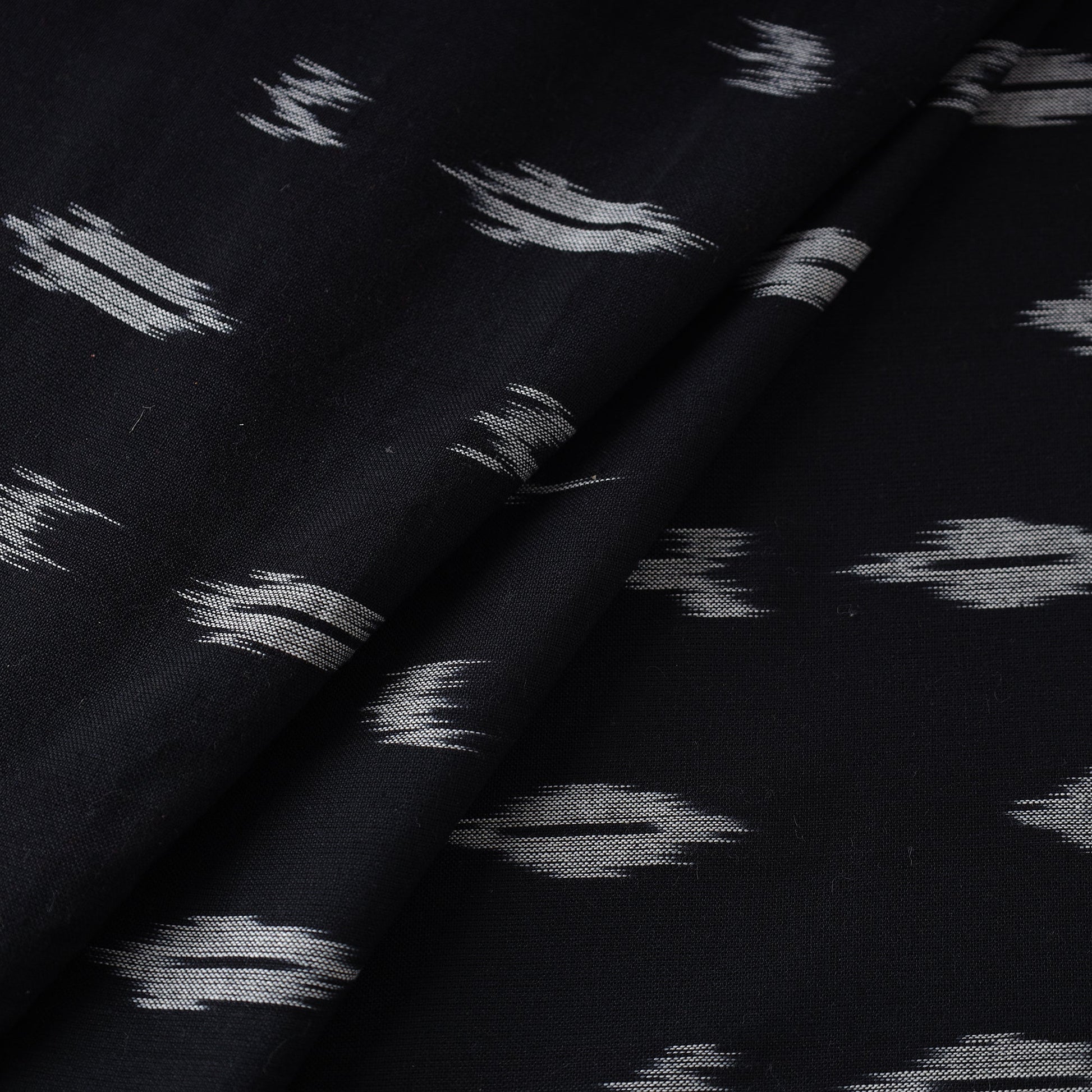 Black - Pochampally Ikat Weave Cotton Fabric 21