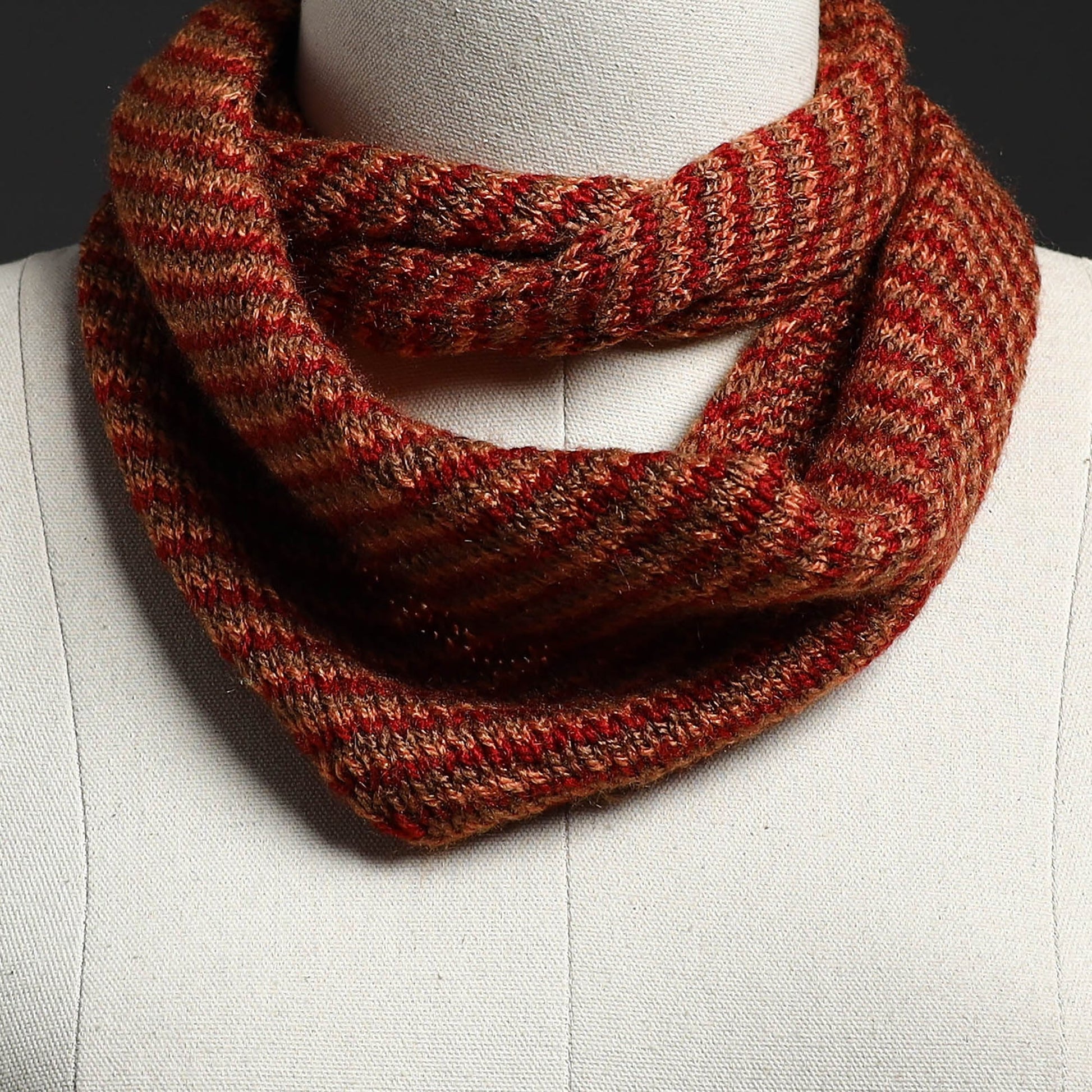 Brown - Kumaun Hand Knitted Woolen Neck Warmer 01