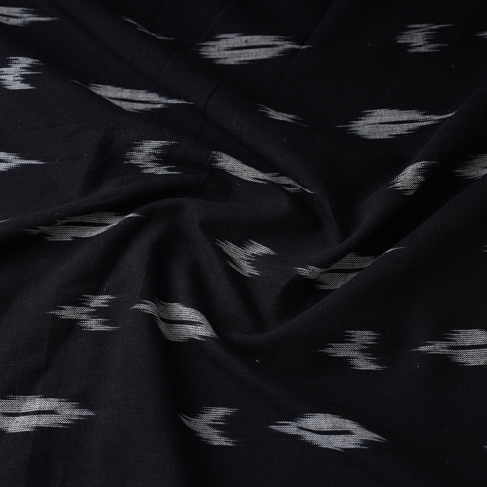Black - Pochampally Ikat Weave Cotton Fabric 21
