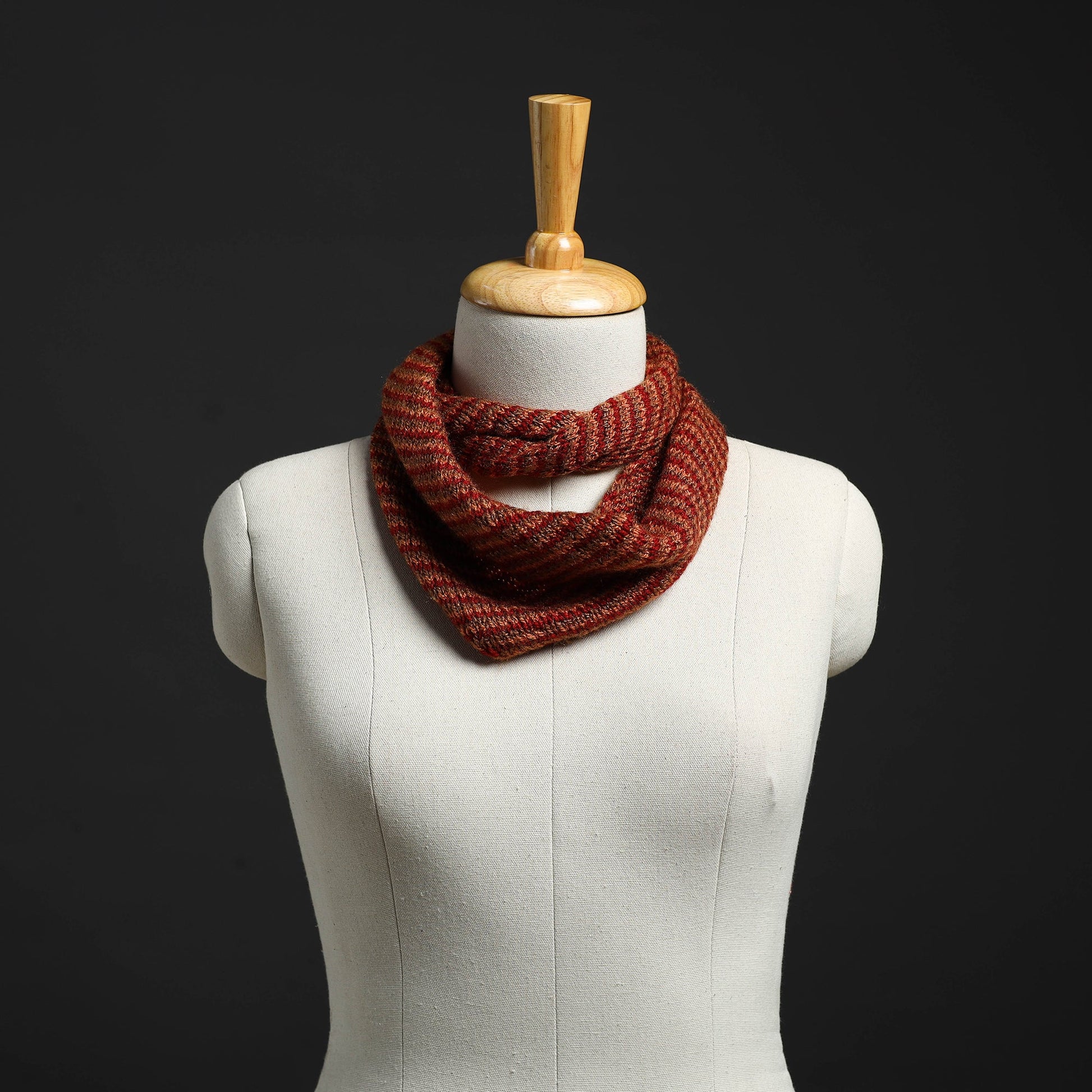 Brown - Kumaun Hand Knitted Woolen Neck Warmer 01