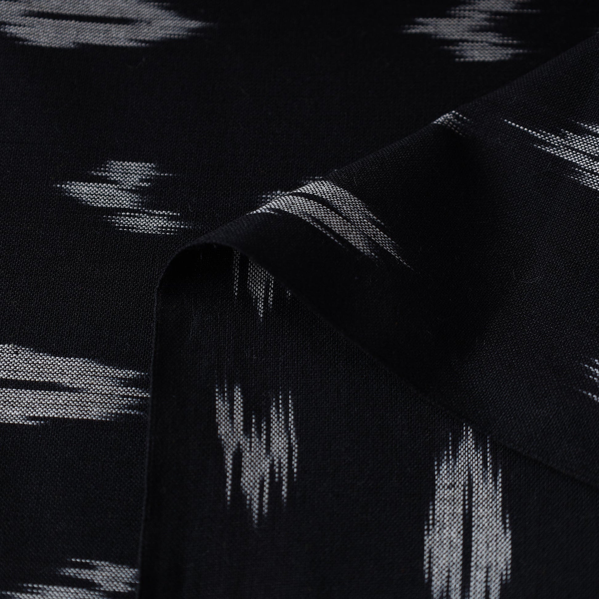 Black - Pochampally Ikat Weave Cotton Fabric 21