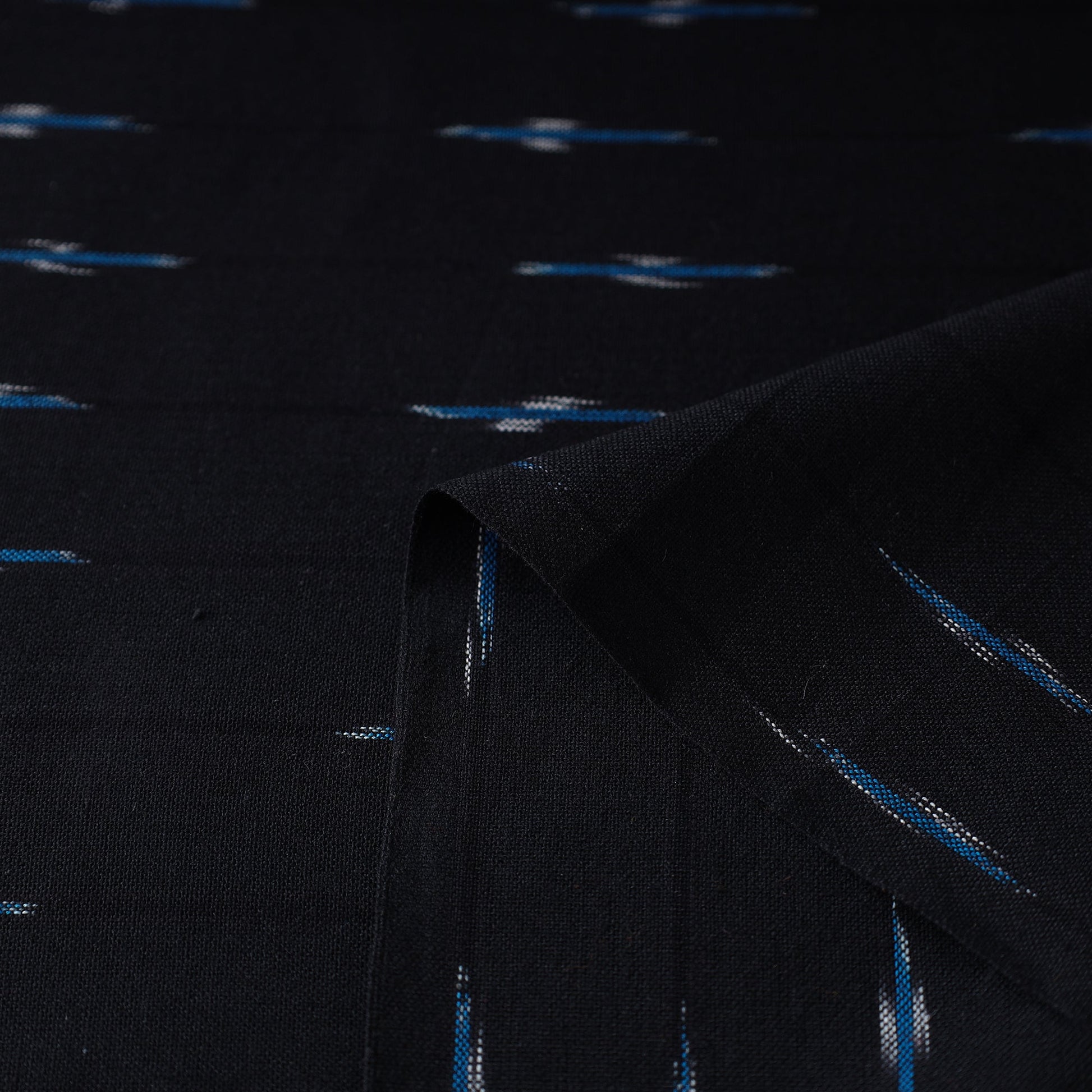 Black - Pochampally Ikat Weave Cotton Fabric 25