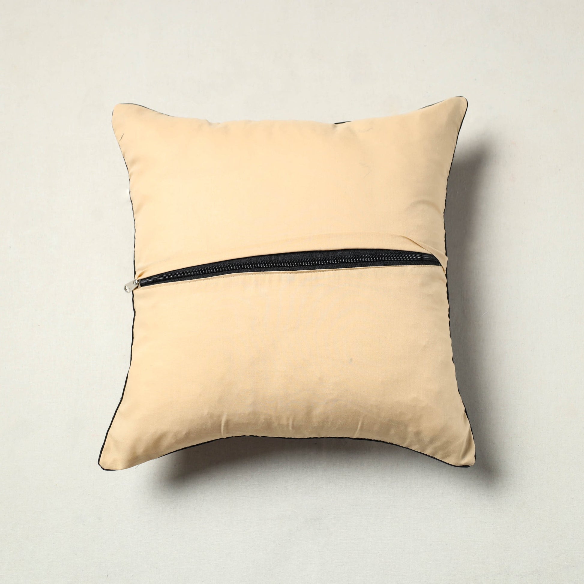 Beige - Block Printed Cotton Ajrakh Cushion Cover (16 x 16 in) 11