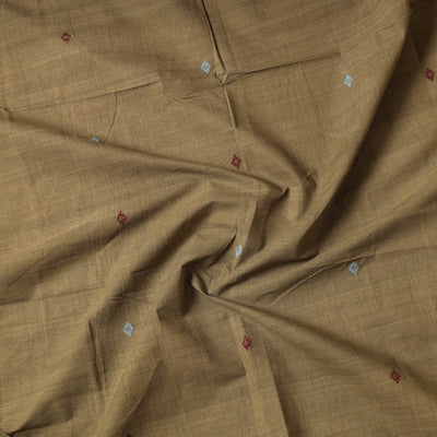 Brown - Godavari Jamdani Buti Pure Handloom Cotton Precut Fabric (1 Meter)