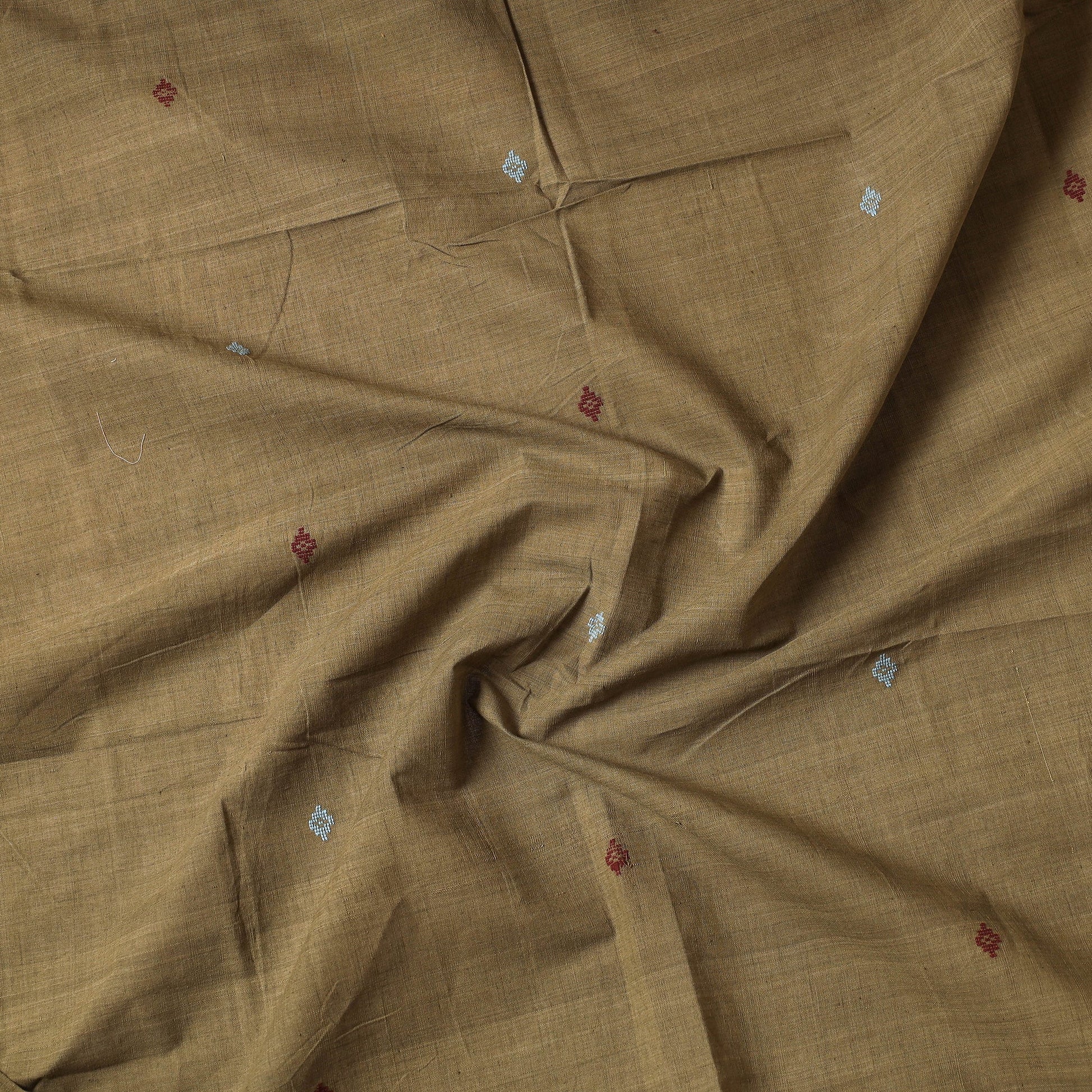 Brown - Godavari Jamdani Buti Pure Handloom Cotton Precut Fabric (1 Meter)