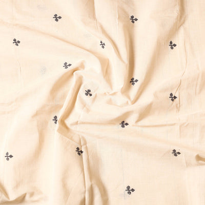 Beige - Godavari Jamdani Buti Pure Handloom Cotton Precut Fabric (1.9 Meter)