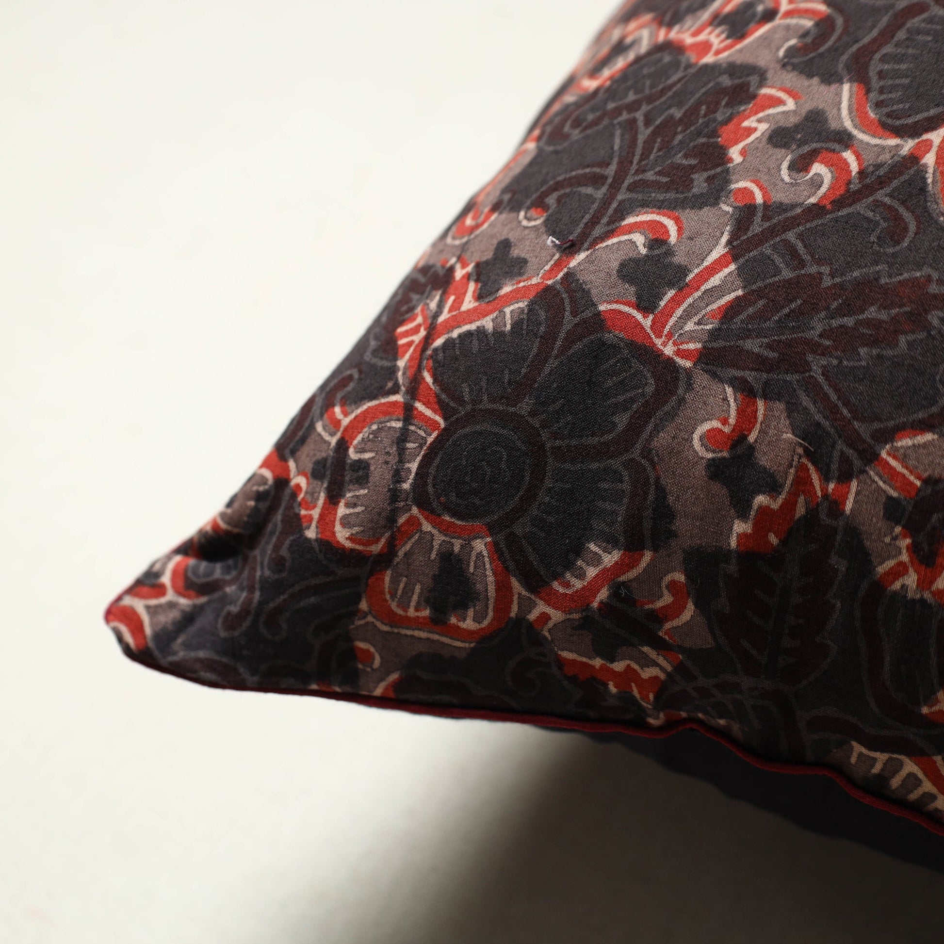 Brown - Block Printed Cotton Ajrakh Cushion Cover (16 x 16 in) 16