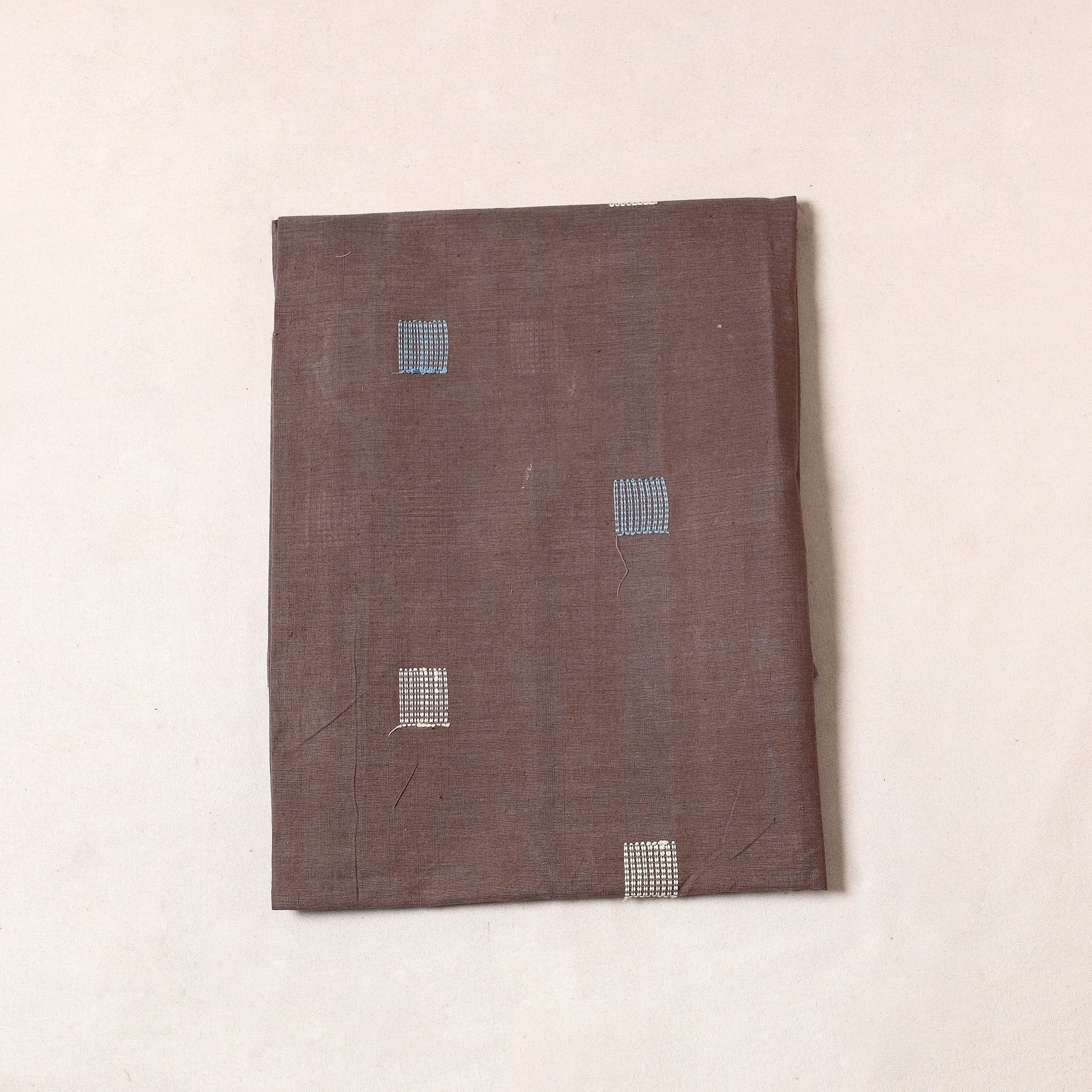 Brown - Godavari Jamdani Buti Pure Handloom Cotton Precut Fabric (1 Meter)