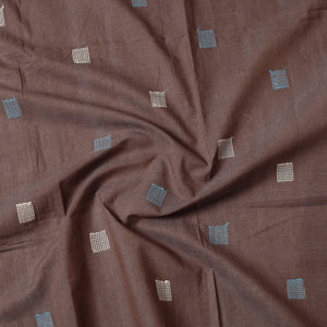 Brown - Godavari Jamdani Buti Pure Handloom Cotton Precut Fabric (1 Meter)