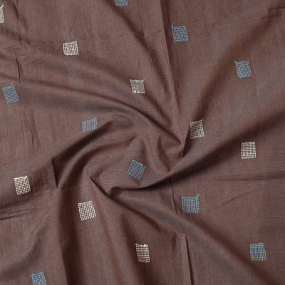 Brown - Godavari Jamdani Buti Pure Handloom Cotton Precut Fabric (1 Meter)