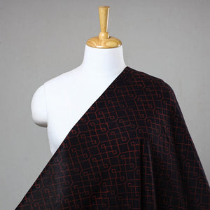 Black - Akola Hand Block Printed Cotton Fabric