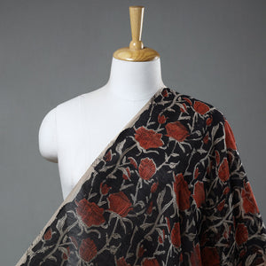 Black - Dabu Bagru Block Print Chanderi Silk Fabric 04