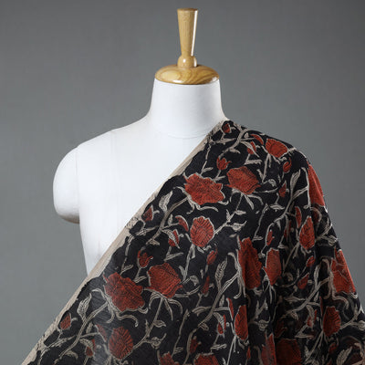 Black - Dabu Bagru Block Print Chanderi Silk Fabric 04