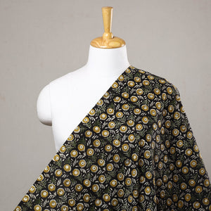 Black - Kalamkari Bagru Block Print Cotton Fabric