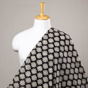 Black - Bagru Block Print Cotton Fabric