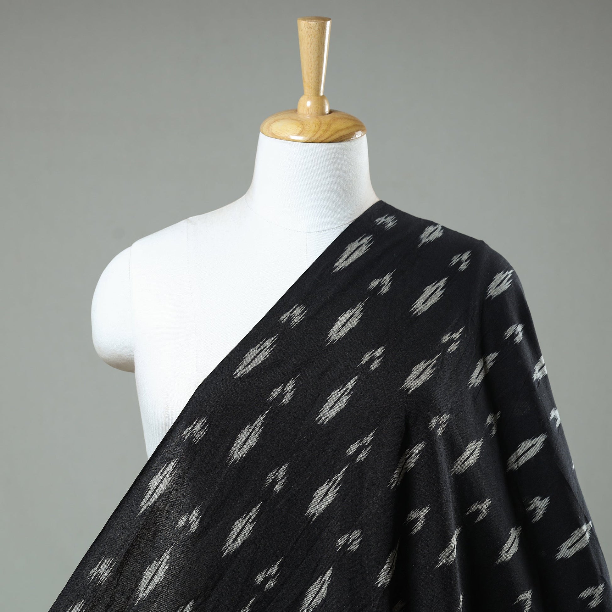 Black - Pochampally Ikat Weave Cotton Fabric 21