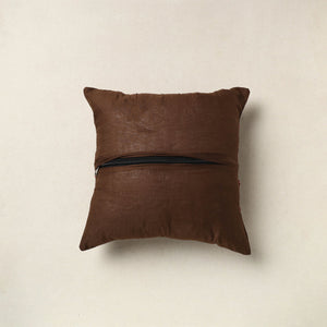 Brown - Hand Embroidered Phool Cushion Cover 10