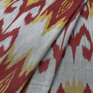 grey - Handloom Cotton Pochampally Central Asian Ikat Fabric
