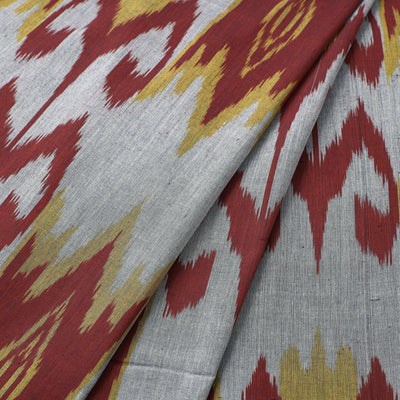 grey - Handloom Cotton Pochampally Central Asian Ikat Fabric