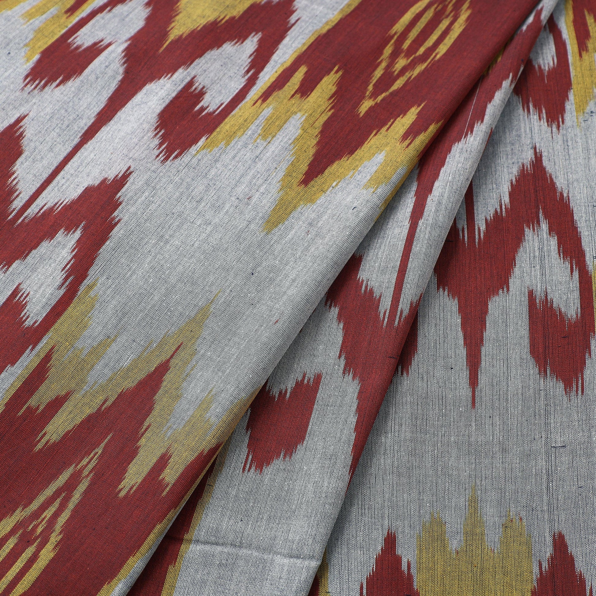 grey - Handloom Cotton Pochampally Central Asian Ikat Fabric