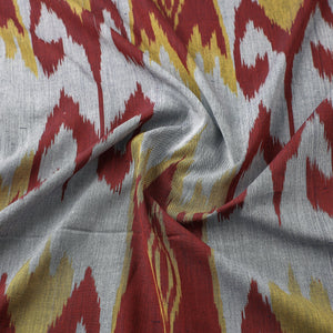 grey - Handloom Cotton Pochampally Central Asian Ikat Fabric