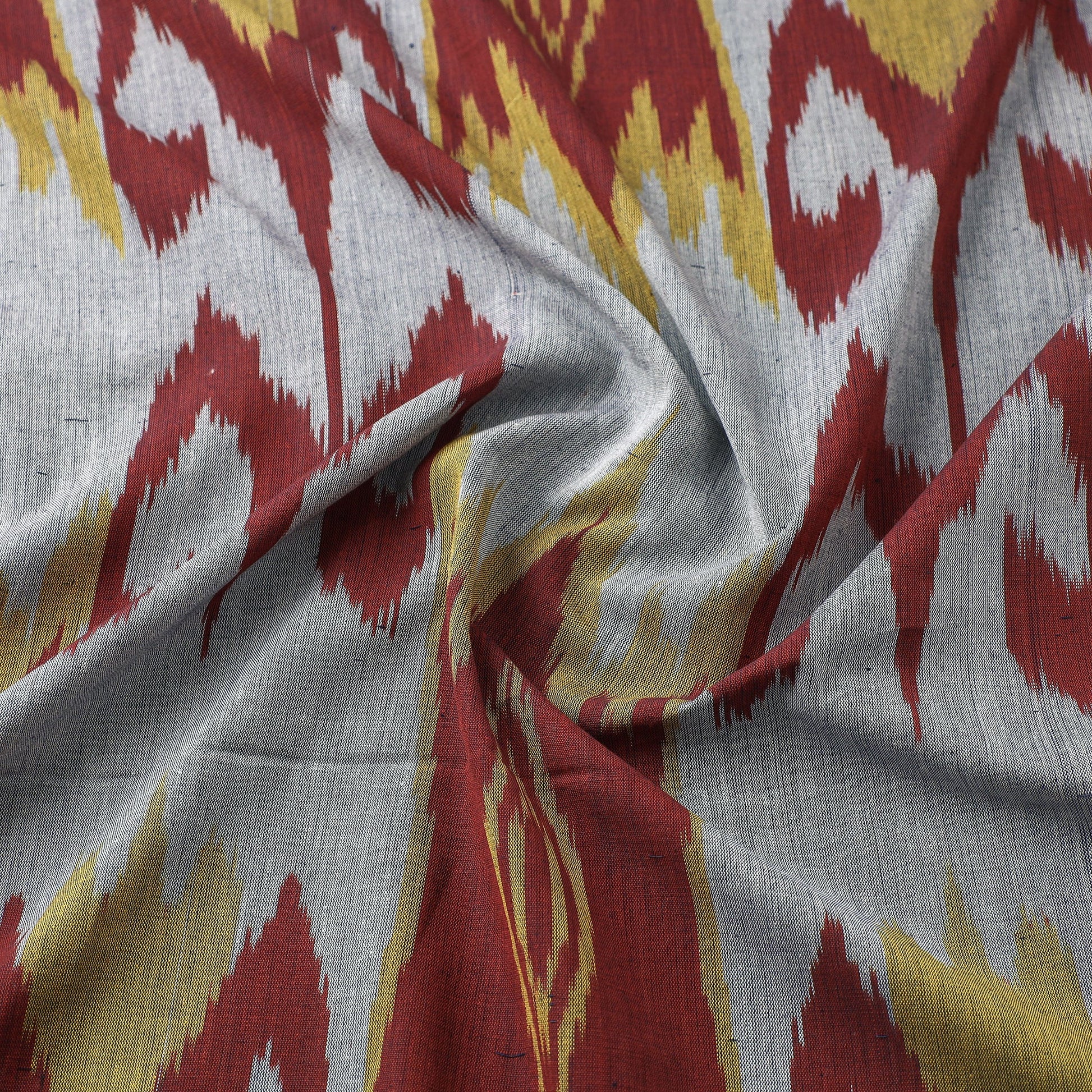 grey - Handloom Cotton Pochampally Central Asian Ikat Fabric