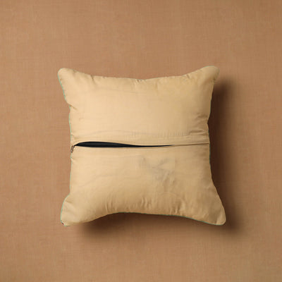 Beige - Block Print Cotton Sanganeri Cushion Cover (16 x 16 in) 06