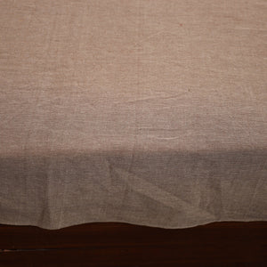 Brown - Plain Cotton Double Bed Cover with Block Print Patchwork (94 x 89 In)