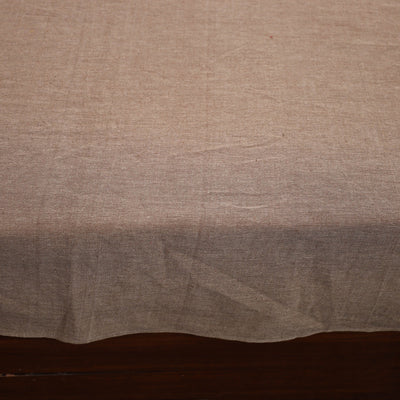 Brown - Plain Cotton Double Bed Cover with Block Print Patchwork (94 x 89 In)