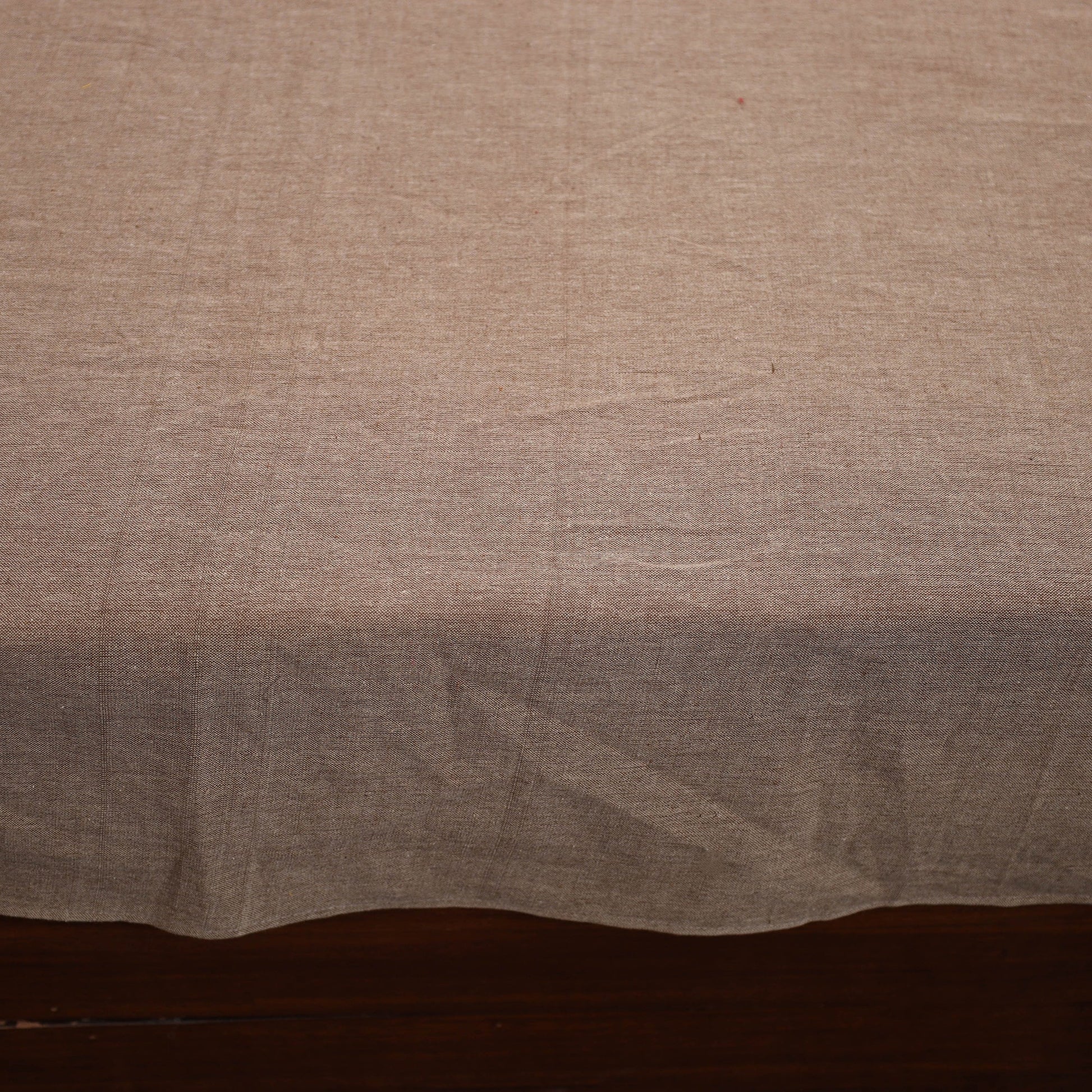 Brown - Plain Cotton Double Bed Cover with Block Print Patchwork (94 x 89 In)