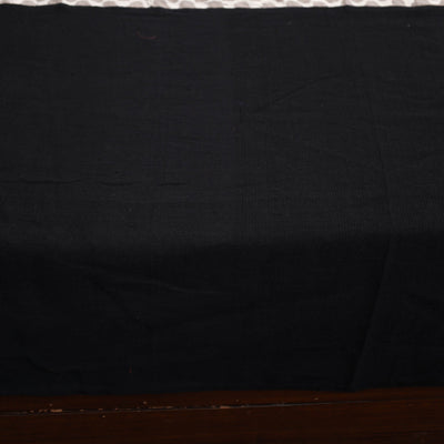 Black - Plain Cotton Double Bed Cover with Block Print Patchwork (94 x 89 In)