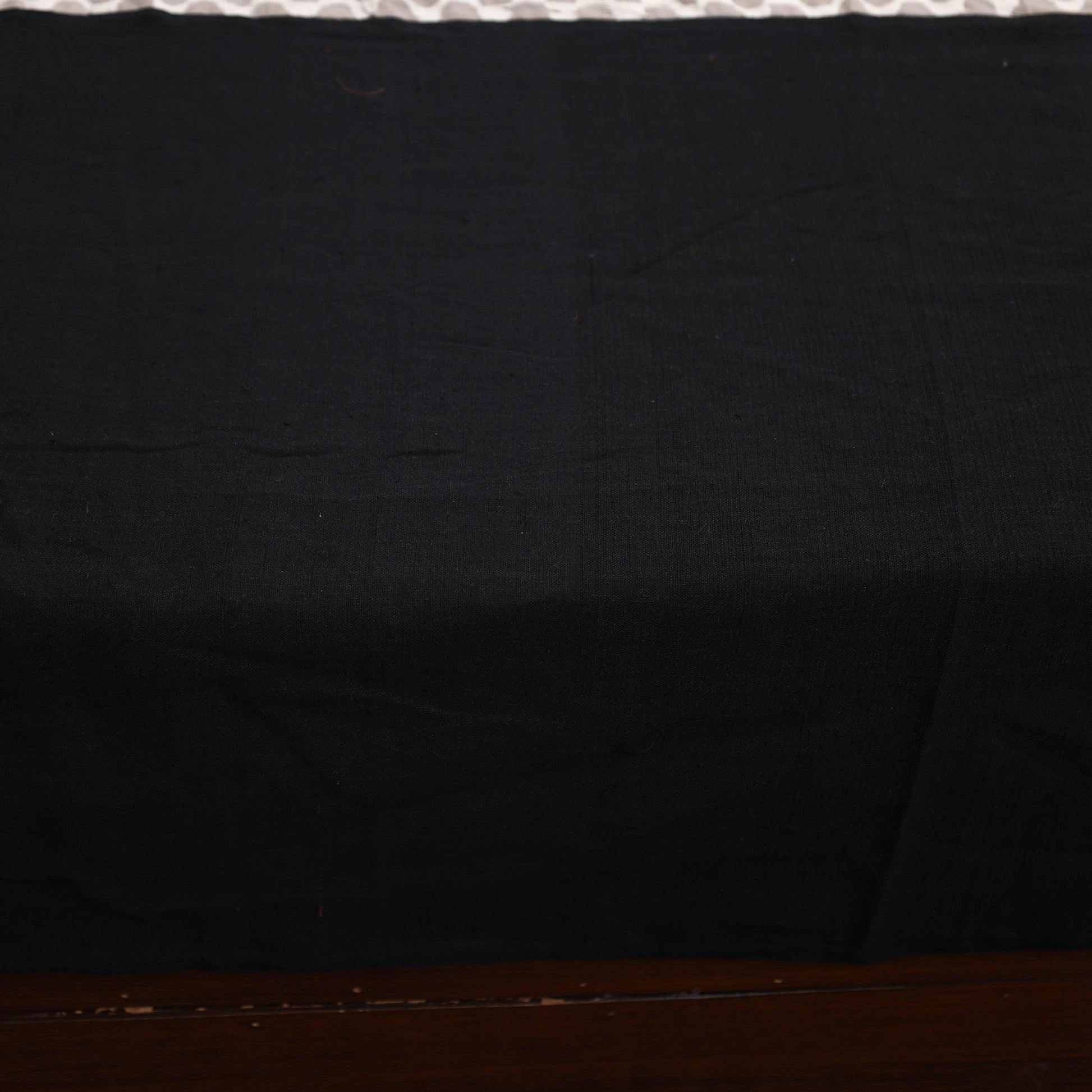 Black - Plain Cotton Double Bed Cover with Block Print Patchwork (94 x 89 In)