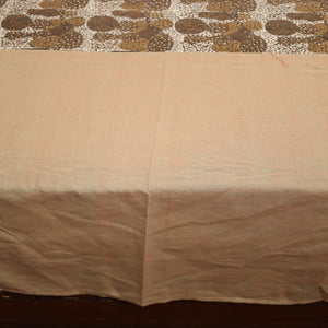Brown - Plain Cotton Double Bed Cover with Block Print Patchwork (94 x 89 In)