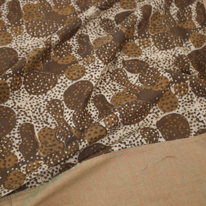 Brown - Plain Cotton Double Bed Cover with Block Print Patchwork (94 x 89 In)