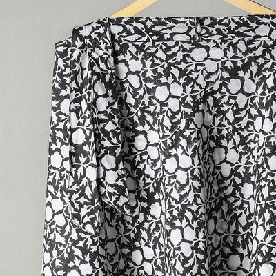 Black - Sanganeri Block Printed Cotton Wrap Around Skirt