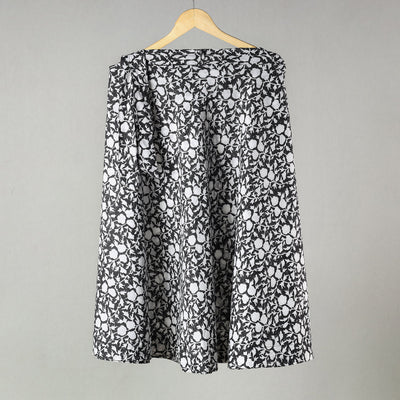 Black - Sanganeri Block Printed Cotton Wrap Around Skirt