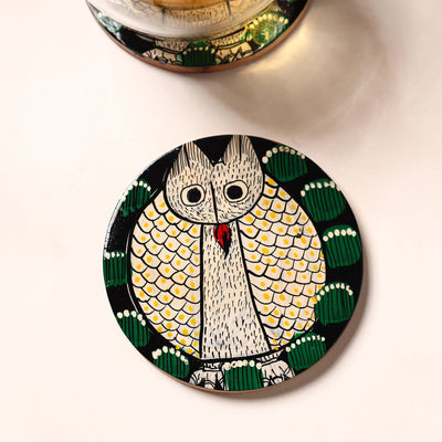 Bengal Patua Handpainted Akashmoni Wooden Coasters (Set of 4) 01