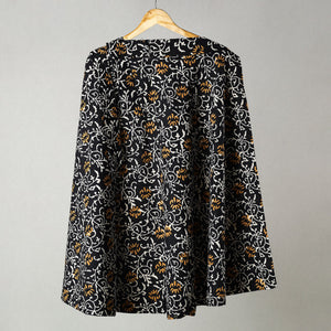 Black - Sanganeri Block Printed Cotton Wrap Around Skirt