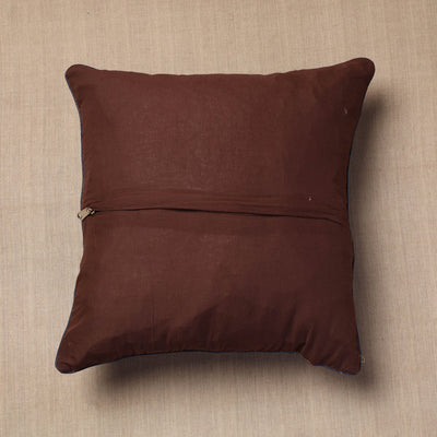 Beige - Block Print Cotton Kalamkari Cushion Cover (16 x 16 in)