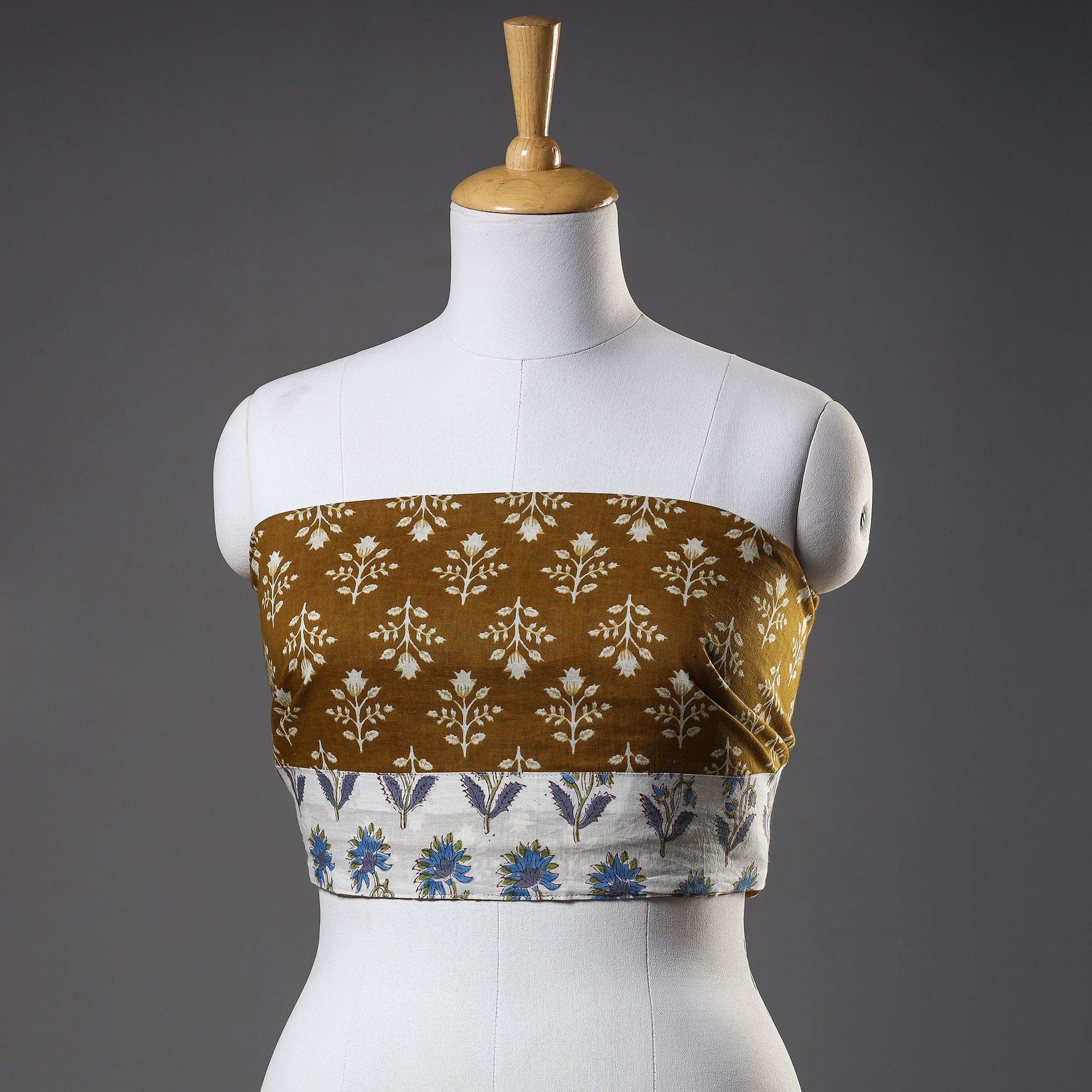 Brown - Sanganeri Block Printed Cotton Blouse Piece