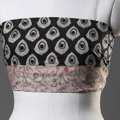 Black - Sanganeri Block Printed Cotton Blouse Piece
