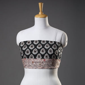 Black - Sanganeri Block Printed Cotton Blouse Piece
