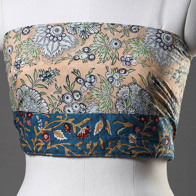 Beige - Sanganeri Block Printed Cotton Blouse Piece