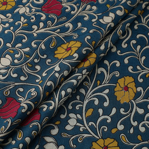 Blue - Cotton Kalamkari Print Fabric 02