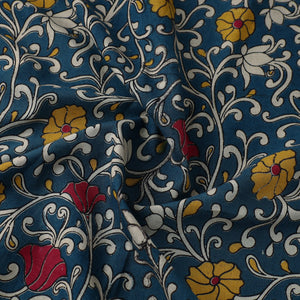 Blue - Cotton Kalamkari Print Fabric 02