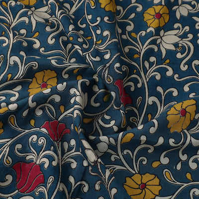 Blue - Cotton Kalamkari Print Fabric 02