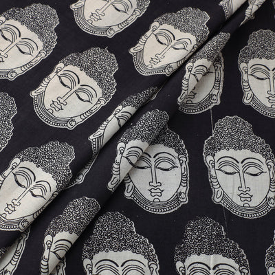 Black - Cotton Kalamkari Print Fabric 01