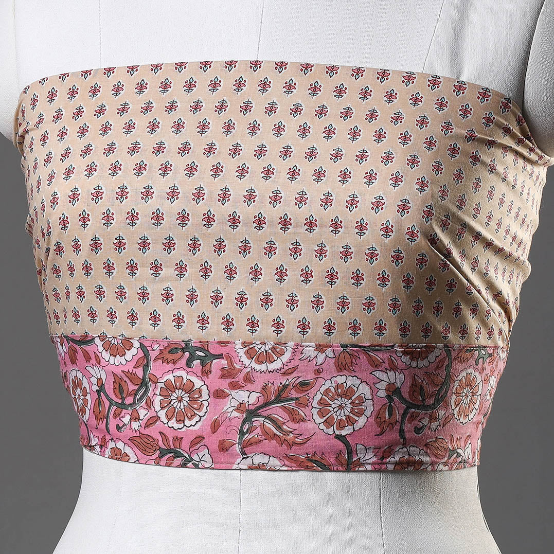 Brown - Sanganeri Block Printed Cotton Blouse Piece