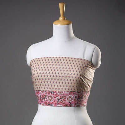 Brown - Sanganeri Block Printed Cotton Blouse Piece