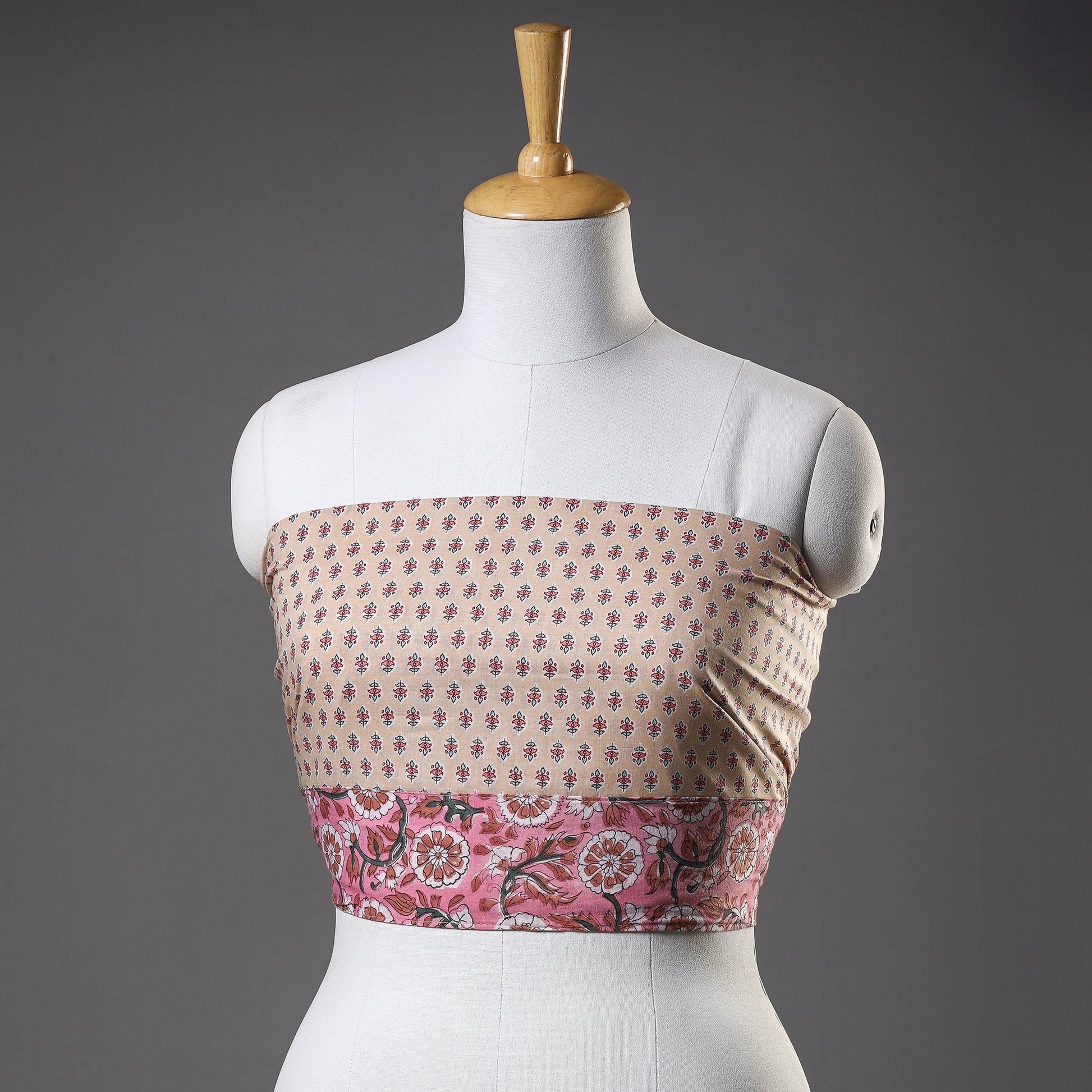 Brown - Sanganeri Block Printed Cotton Blouse Piece